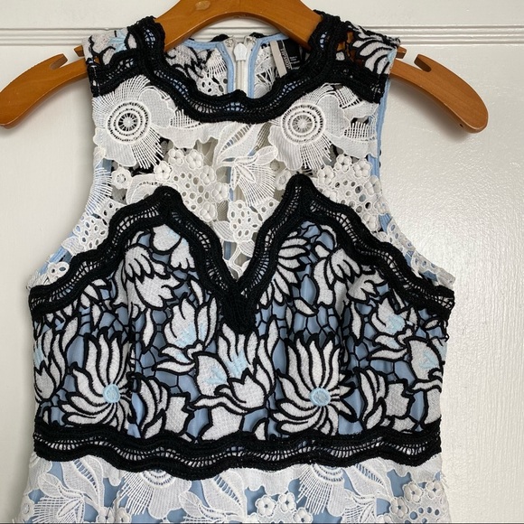 TOPSHOP Lace Mini Dress White Baby Blue size 4 - Picture 8 of 13